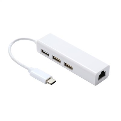 USB C Biex 3 Qsari USB 2.0 Hub b'Kurdun tal-Adapter Ethernet Kulur Abjad